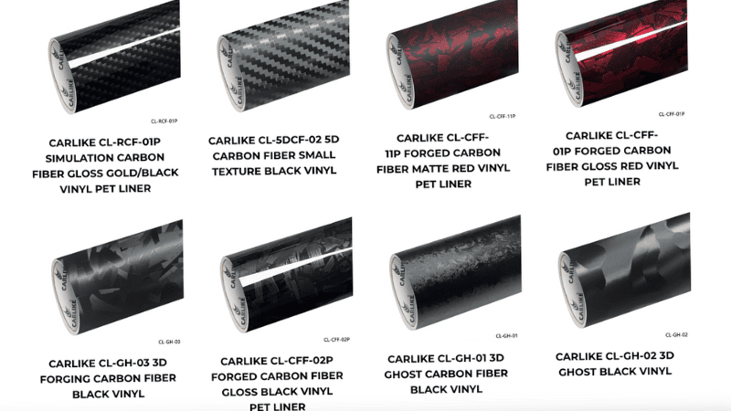 Carlike's different types of carbon fiber vinyl wraps