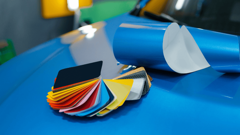 many colorful car vinyl wraps