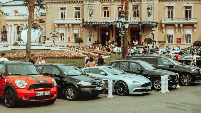 SUV, Sedans, Sports car on the road