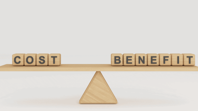 cost and benefit on a scale
