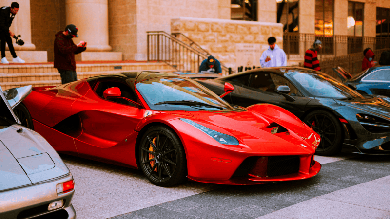 Sports car in glossy car wrap