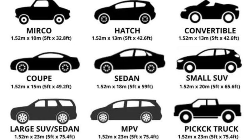 Different vehicles with different measurements for car wrapping