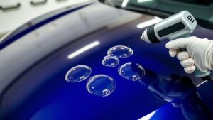 Car wrapped in Vinyl Wrap with Bubbles