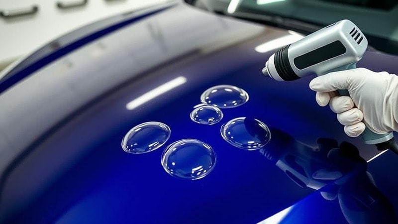 Car wrapped in Vinyl Wrap with Bubbles