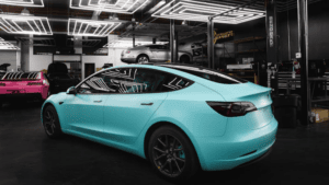 A brand new Tesla in full wrap