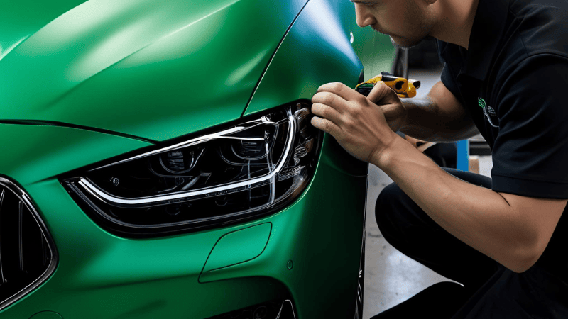professional green wrap installation is seamless and bubble-free