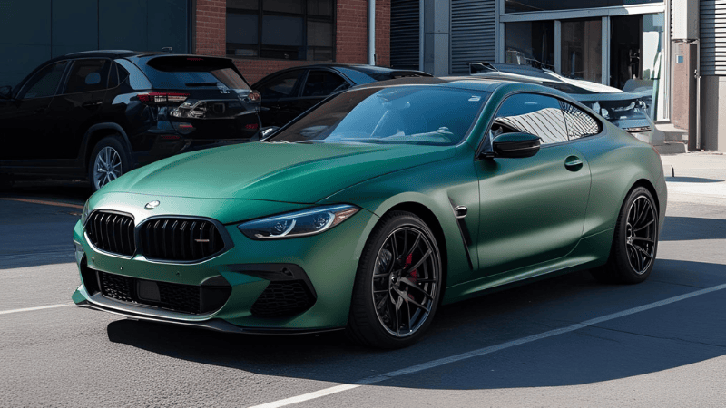 Matte Green Vinyl Wraps on car