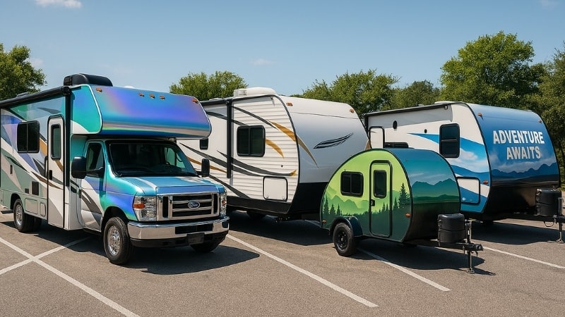 Different types of RVs wrapped in vinyl films