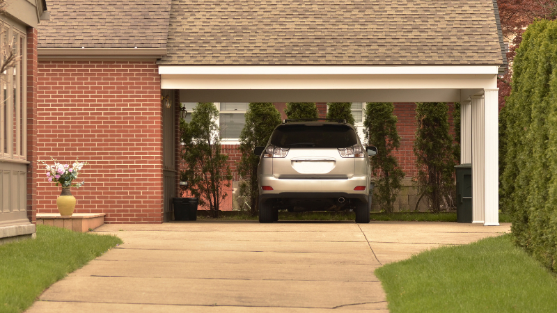 The car is parked in shade.
