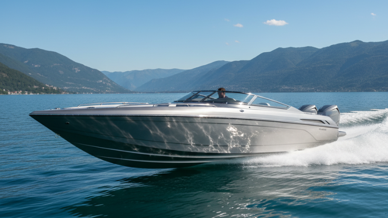 A boat in satin chrome wraps