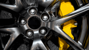 vinyl wrap on car wheel's caliper