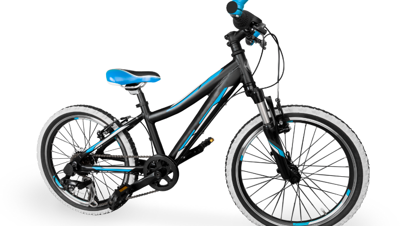 A bike in blue and black wrap