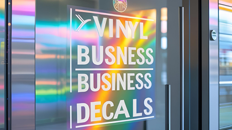 Holographic viny decals on the door