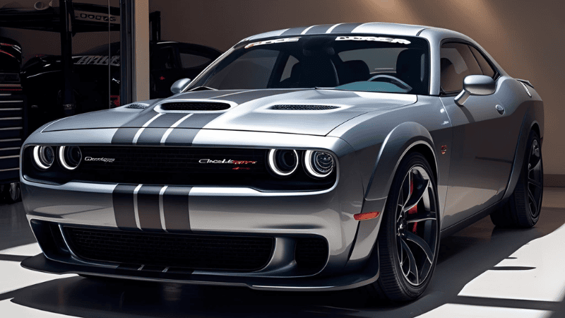 Dodge Challenger customize key areas like a black hood,