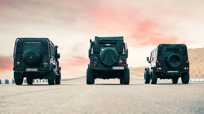 Three SUVs in parallel.