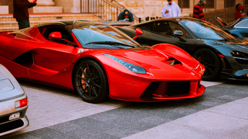 luxury car in glossy car wrap