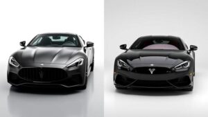 Side by side comparison of Satin and gloss vinyl wraps