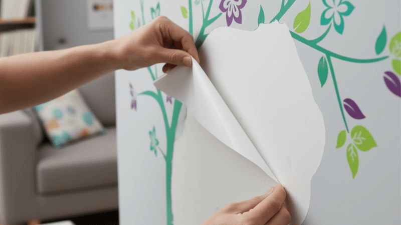 Carefully tear off the decorative decals from the wall.