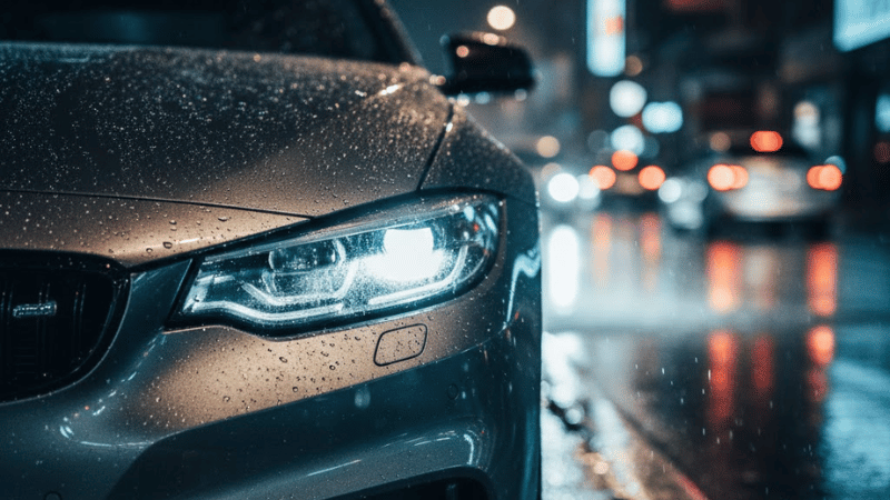 Wrapping a front bumper protects it from rain.