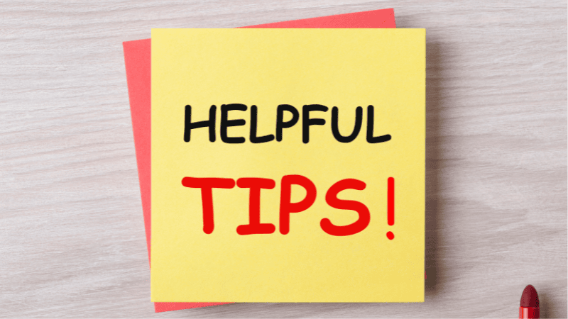 A sticky note with helpful tips written on it