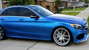 Blue matte car wrap