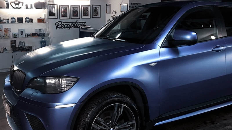 matte blue car wrap