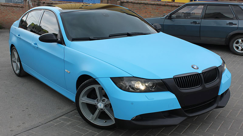matte blue car wrap