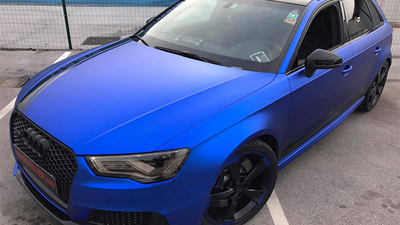 matte blue car wrap