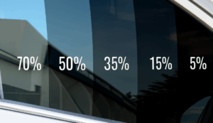 different tint percentages of car window tints