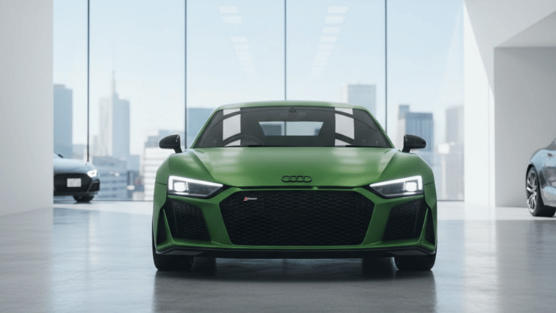 a dark green and satin audi