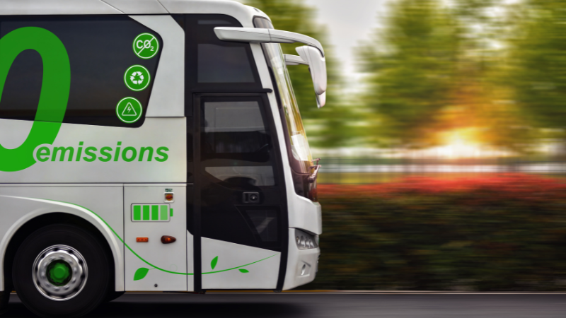 A bus with advertising of brand
