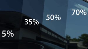 different percentages of car window tints