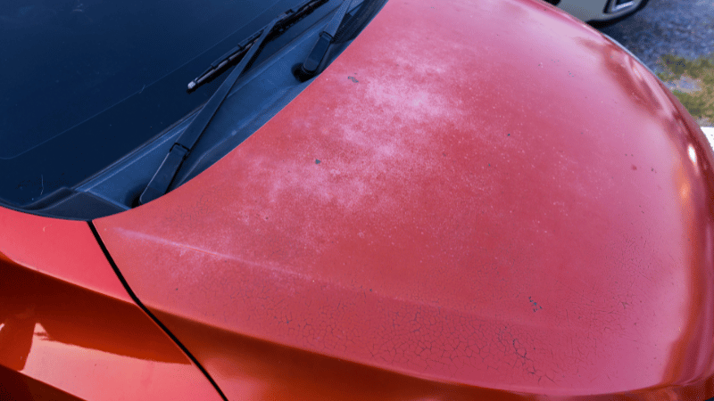 Surfaces like the hood degrade faster than vertical sides due to direct UV exposure.