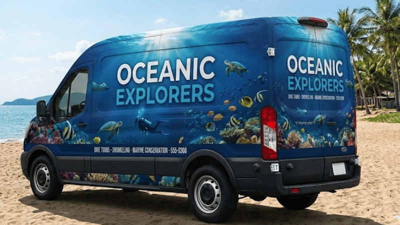 Van Wrap with advertisement