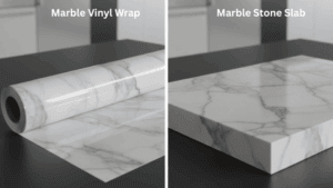 Marble Vinyl Wrap roll vs. Real Marble Stone